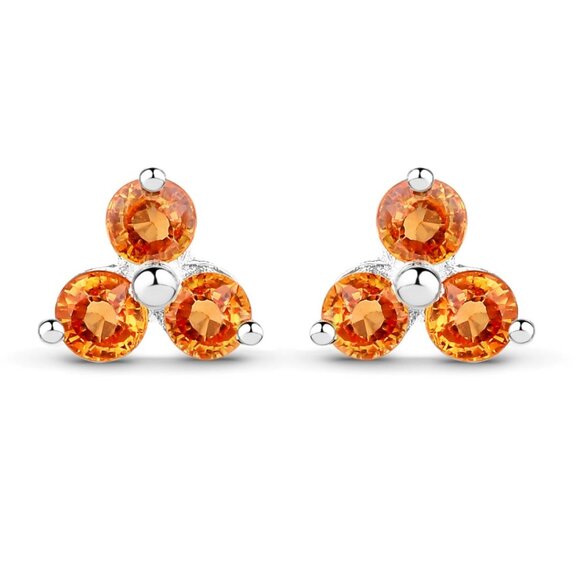 Captivating Ladies Sterling Silverf 0.54 CTW Sapphire Designer Earrings Orange - Picture 1 of 4